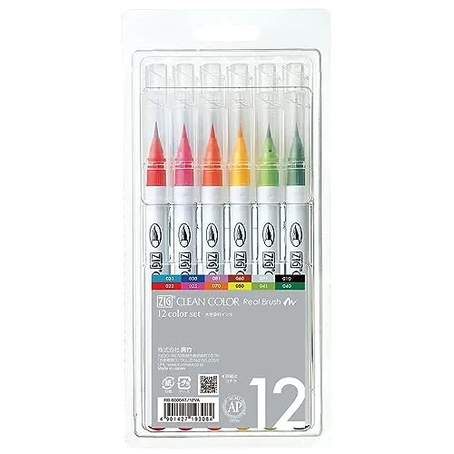 Kuretake Brush pen aqueous ZIG clean color real brush 12 colors RB-6000AT/12VA