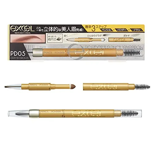 excel Powder & Pencil Eyebrow EXPD05 (Grayish Brown)