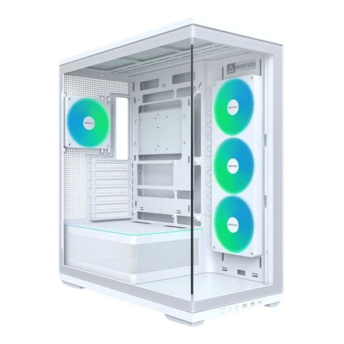 Case Montech TG3 Tempered Glass ATX Mid-Tower Computer Case Blanco