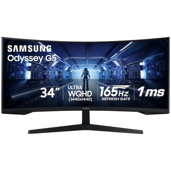 Monitor Gamer Samsung Odyssey G5 34" Curvo 1000R - Ultra WQHD 3440 x 1440 - 165Hz - 1ms - FreeSync Premium - HDR10 - LC34G55TWWNXZA - Negro