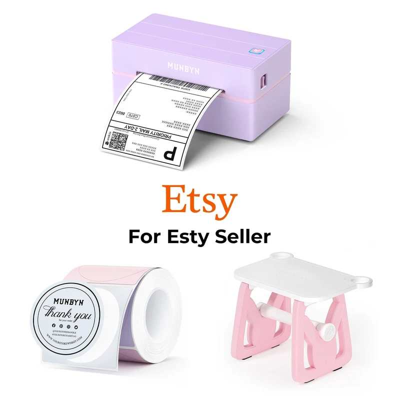 MUNBYN RealWriter 130B Kabellos Drucker & Morandi Etiketten Etsy Verpackung & Branding Klassisch Set