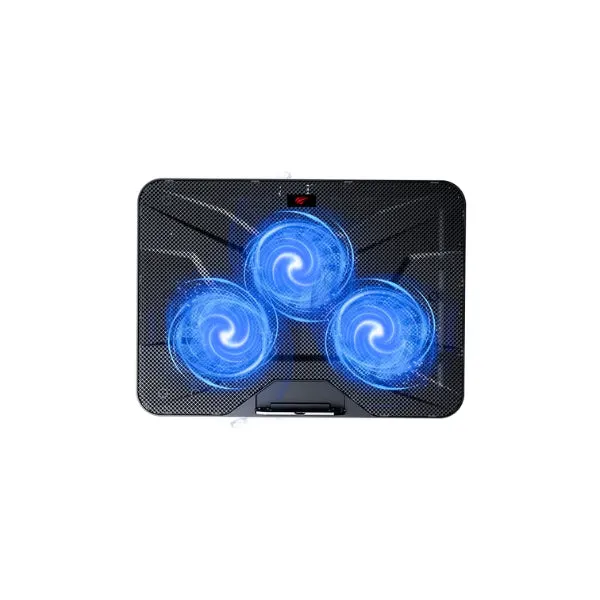 Base de Enfriamiento Havit HV-F2067 para Laptop - 3 Ventiladores - LED Azul - USB - Hasta 17" - Negro