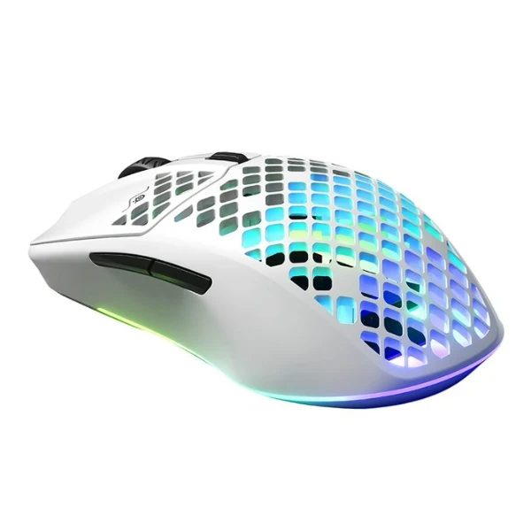 Mouse gaming inalámbrico SteelSeries Aerox 3 Wireless Snow RGB ultraligero 18000 DPI - 62608 - Blanco
