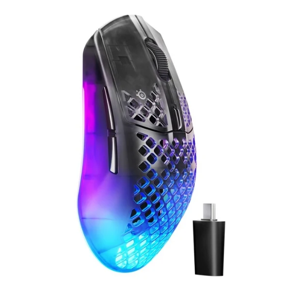 Mouse gaming inalámbrico SteelSeries Aerox 3 Wireless Gen 2 Shadow RGB 26000 DPI con polling 4000Hz - 62717 - Negro