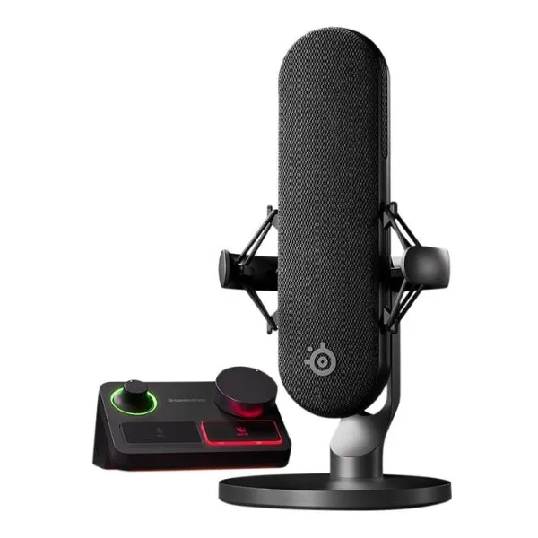 Kit micrófono condensador XLR SteelSeries Alias Pro con interfaz Stream Mixer para streaming - 61596 - Negro