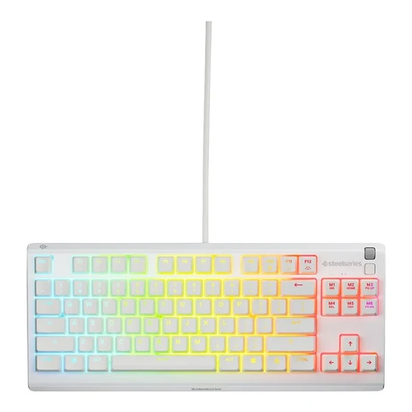 Teclado gaming cableado SteelSeries Apex 3 TKL de membrana Rainbow RGB - 64819 - Blanco