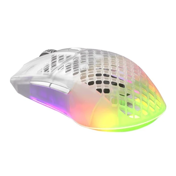 Mouse gaming inalámbrico SteelSeries Aerox 3 Wireless Ghost RGB 18000 DPI con Bluetooth - 62610 - Blanco