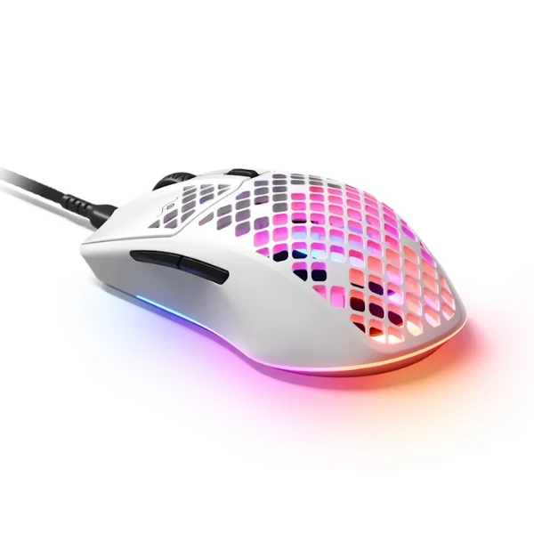 Mouse gaming cableado SteelSeries Aerox 3 Wired Snow RGB ultraligero 18000 DPI - 62603 - Blanco