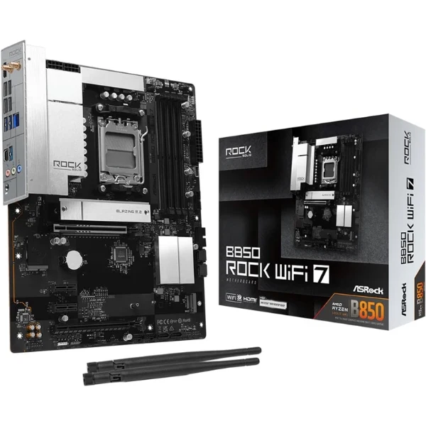 Tarjeta Madre ASRock B850 Rock WiFi 7 AM5 - DDR5 8000MHz OC - PCIe 5.0 - 90-MXBU20-A0UAYZ