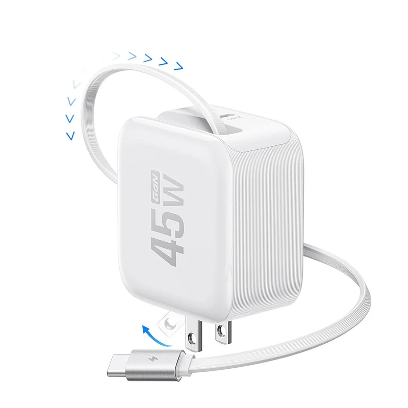 Cargador EcoFlow 45W USB C con Cable Retráctil