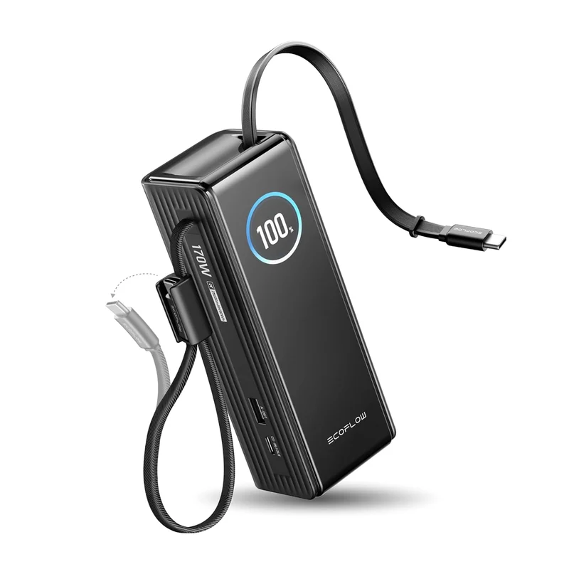 Power Bank EcoFlow RAPID, 25000 mAh, Carga 100 W, Negro