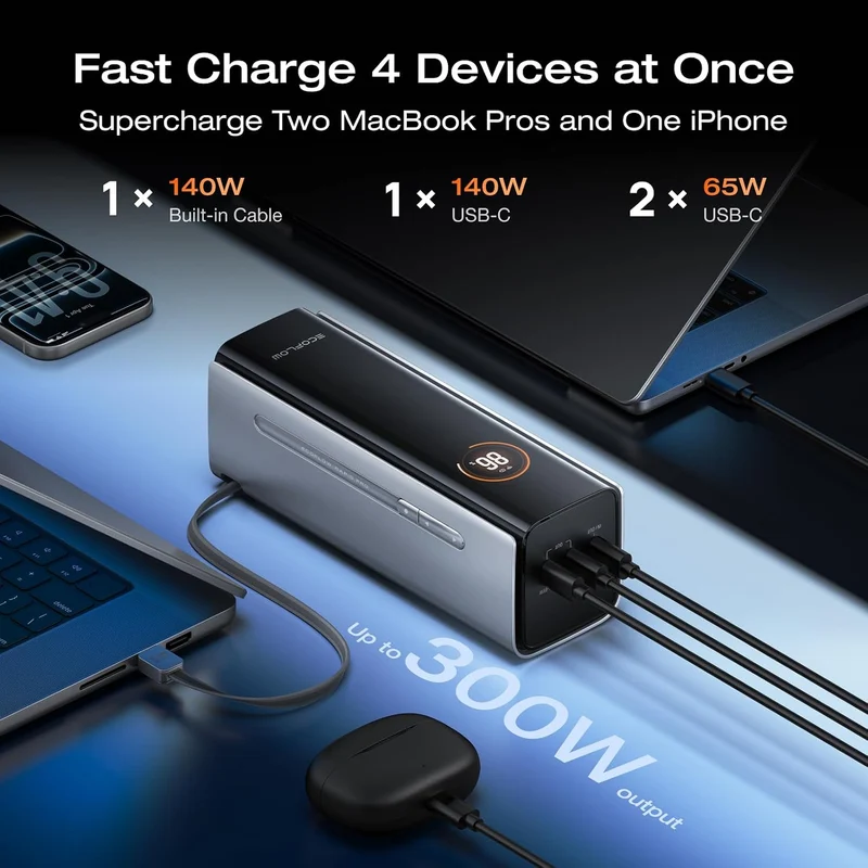 Power Bank EcoFlow RAPID Pro, Carga 300 W, Negro