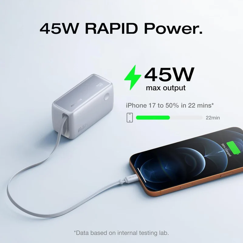 Power Bank EcoFlow RAPID, 10000 mAh, Carga 45 W, Azul