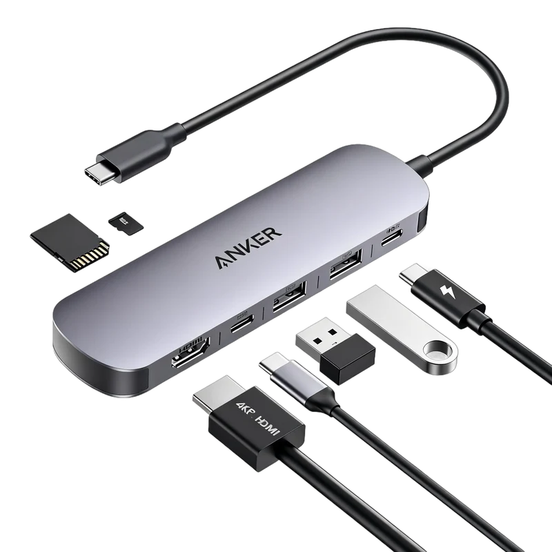 Hub USB Anker Nano 7 en 1 USB-C con HDMI 4K y PD 100W