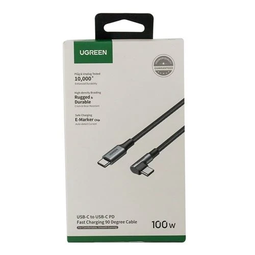 Cable USB-C a USB-C UGreen 100W Trenzado Acodado 2m Gris