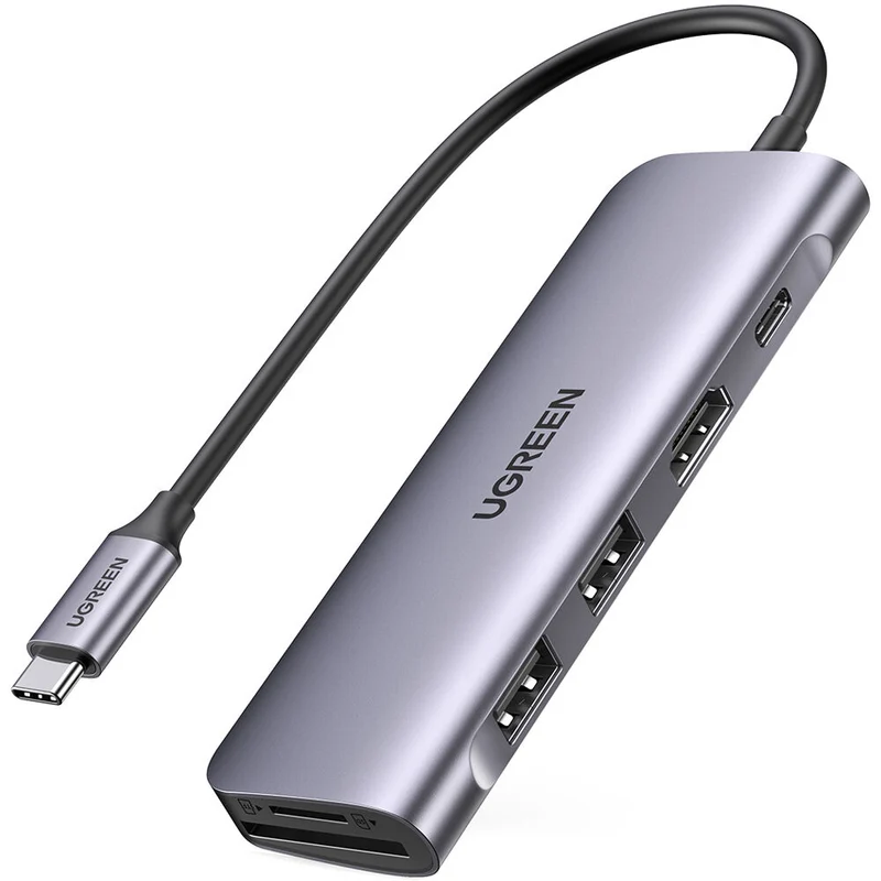 Hub USB UGREEN 6 en 1 USB-C con HDMI 4K y Lector SD/microSD