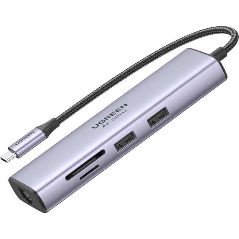 Hub USB UGREEN 7 en 1 USB-C con HDMI 4K, Ethernet y Lector SD