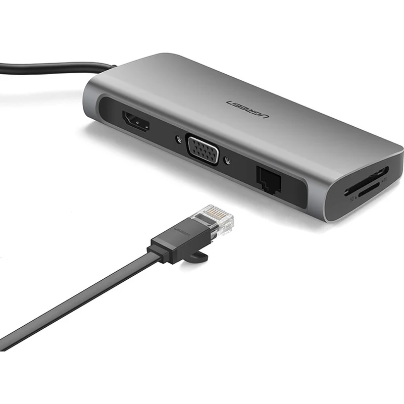 Hub USB UGREEN 9 en 1 USB-C con HDMI, VGA, Ethernet y Lector SD