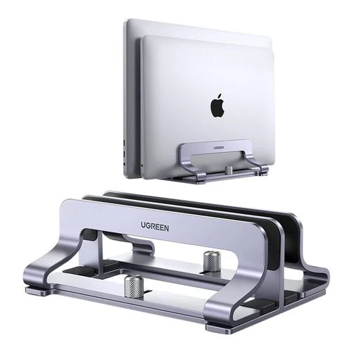 Soporte Vertical de Doble Ranura para Laptop UGreen de Escritorio Gris