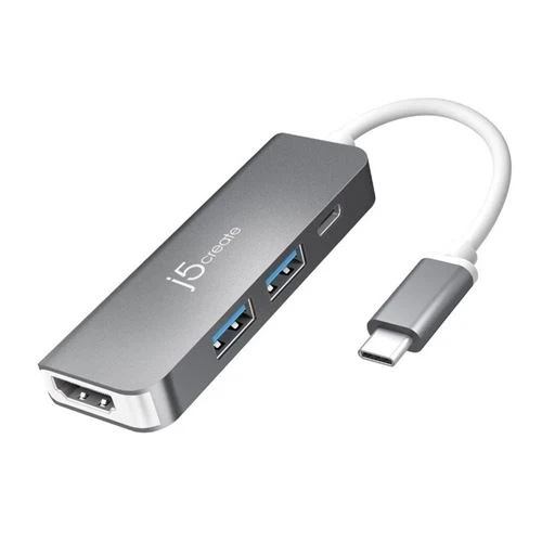 Adaptador Multipuerto USB-C j5create JCD371 HDMI 4K y 2 USB-A Plata