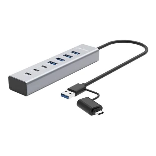 Hub USB Manhattan 7 Puertos USB 3.2 Gen 1 Type-C y Type-A