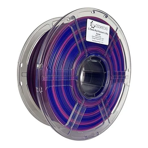 Filamento PLA Cookiecad 1.75mm Atardecer Transición Arcoíris 1kg para Impresión 3D