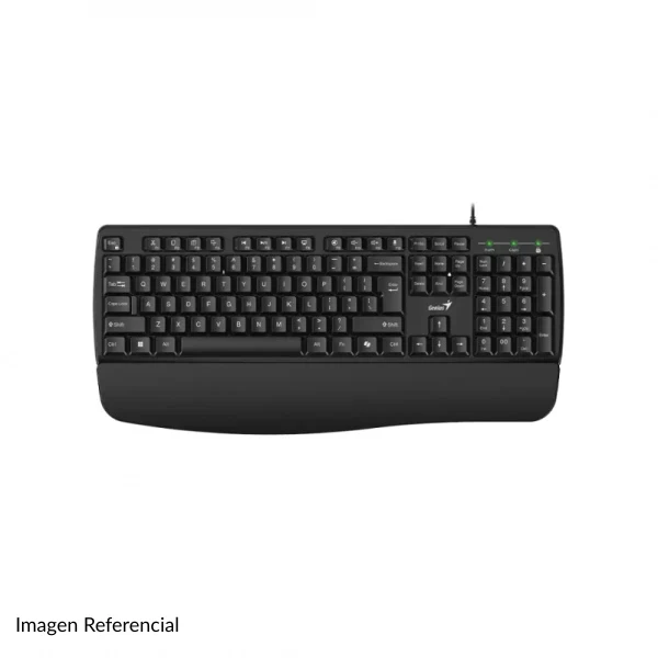 Teclado Genius KB-123 RS2 Clásico Copilot - USB - Español - Bajo Perfil - Reposamuñeca Integrado - Negro