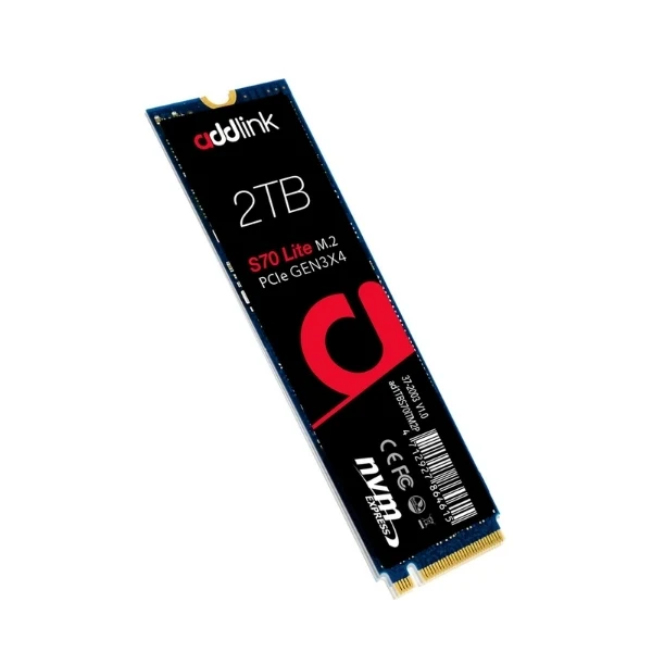 Disco SSD Addlink S70 2TB NVMe PCIe Gen3x4 M.2 2280 - DRAM Cache DDR4 - AD2TBS70LTM2P