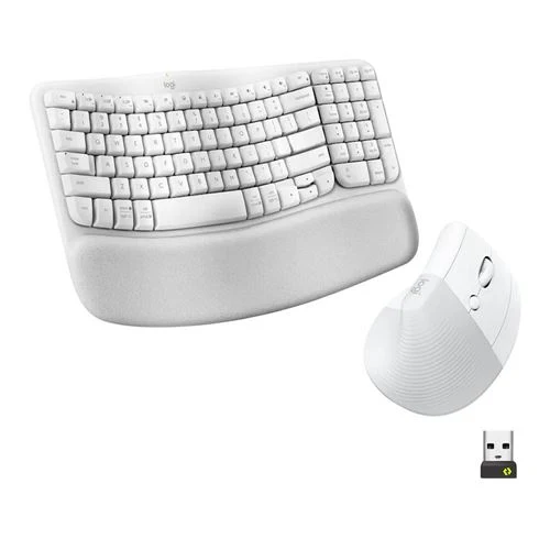Combo Teclado y Mouse Logitech Wave Keys y Lift Blanco
