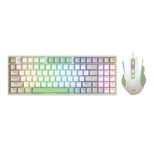 Combo Teclado y Mouse Mecanico Gaming Redragon S134 Compacto RGB Blanco