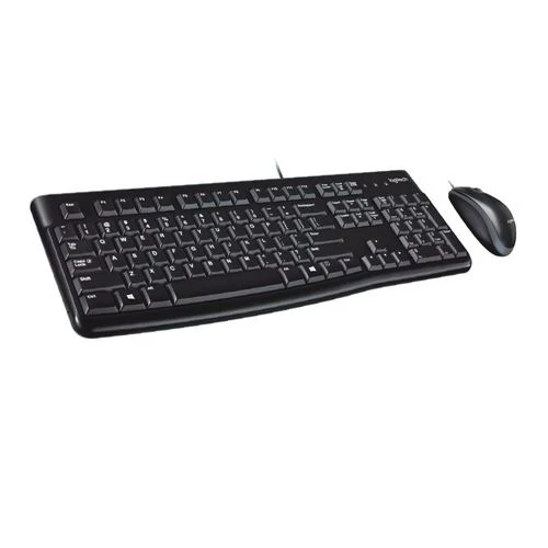 Combo Teclado y Mouse Alámbrico Logitech MK120 Full-Size Perfil Bajo Negro