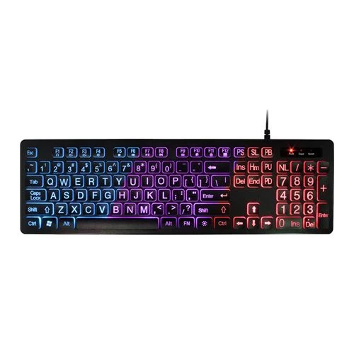 Teclado Aluratek Large Print Tri-color LED Backlight Illuminated Keyboard