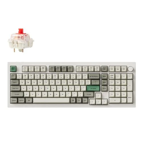Teclado Keychron Q5 Max Swappable RGB Backlight Red Switch Knob Version Blanco