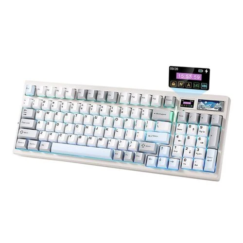 Teclado Mecánico Yunzii IF99 Blanco Full Size con Pantalla LCD y QMK/VIA