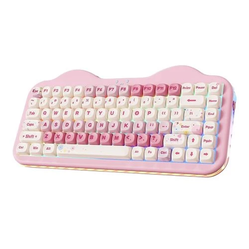 Teclado Yunzii C75 Cake Meow Wireless Mechanical Keyboard Rosa