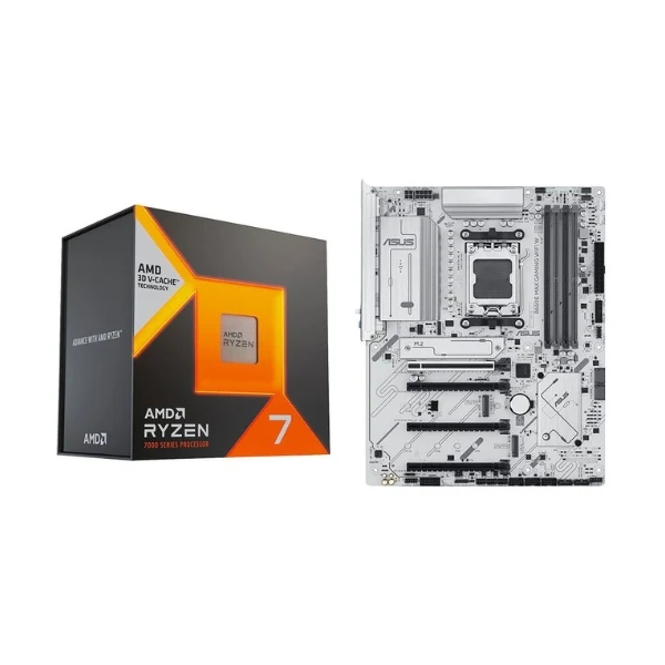 Kit para PC: Procesador AMD Ryzen 7 7800X3D 8 Núcleos 4.2GHz 96MB Cache + Tarjeta Madre ASUS B650E MAX Gaming WiFi White Socket AM5 DDR5 ATX