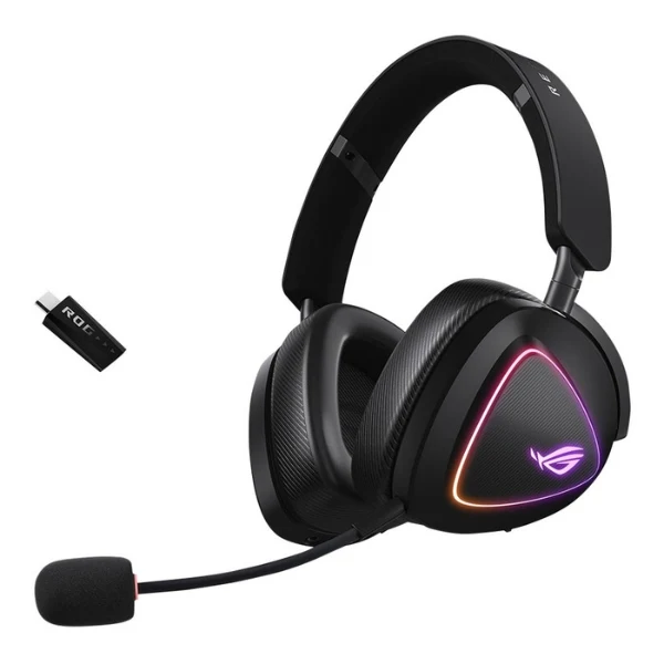 Audífonos Gamer Inalámbricos ASUS ROG Delta II - ROG SpeedNova 2.4GHz Bluetooth 5.2 - Drivers 50mm Titanium - Micrófono 10mm Super-Wideband - ROG DELTA 2/BLK - Negro