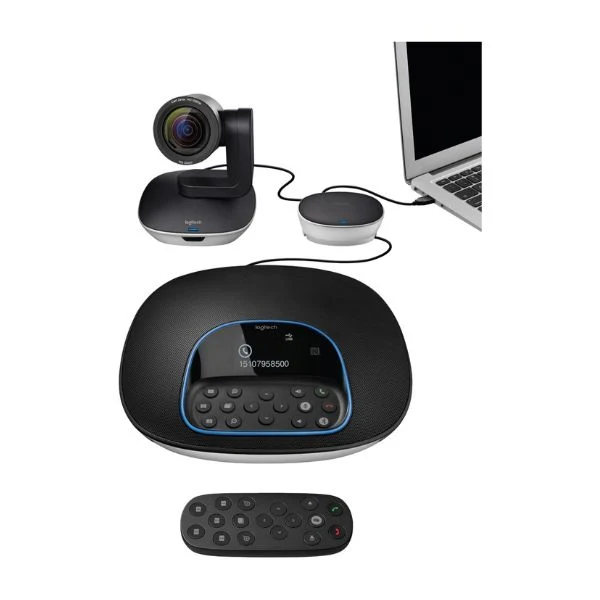 Sistema de Videoconferencia Logitech GROUP con Micrófonos de Expansión – Video Full HD y Audio Avanzado para Salas Medianas y Grandes