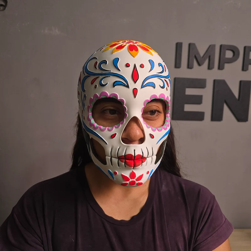 Mascara magnetica de Catrina impresa en 3D