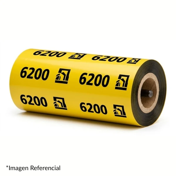 Cinta Ribbon de Resina Zebra 6200 - 110mm x 74m - Core 0.5" - Negro - Caja 48 Piezas - 06200GS11007