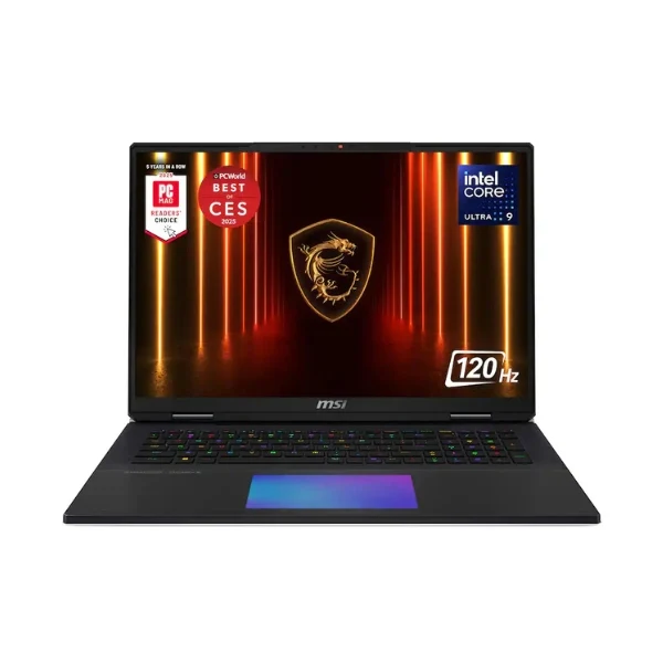 Laptop MSI TITAN 18 HX AI Intel Core Ultra 9-285HX (2.1GHz) 64GB RAM 4TB SSD 18" NVIDIA GeForce RTX 5080 Win 11 Pro - Core Black