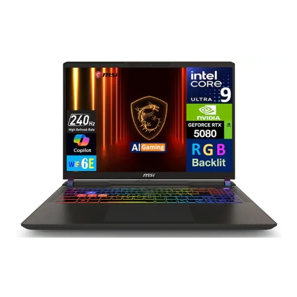 Laptop gaming MSI Vector 16" Intel Core Ultra 9 275HX 16GB RAM 1TB SSD 16" NVIDIA GeForce RTX 5080 Win 11 Pro - Cosmo Gray