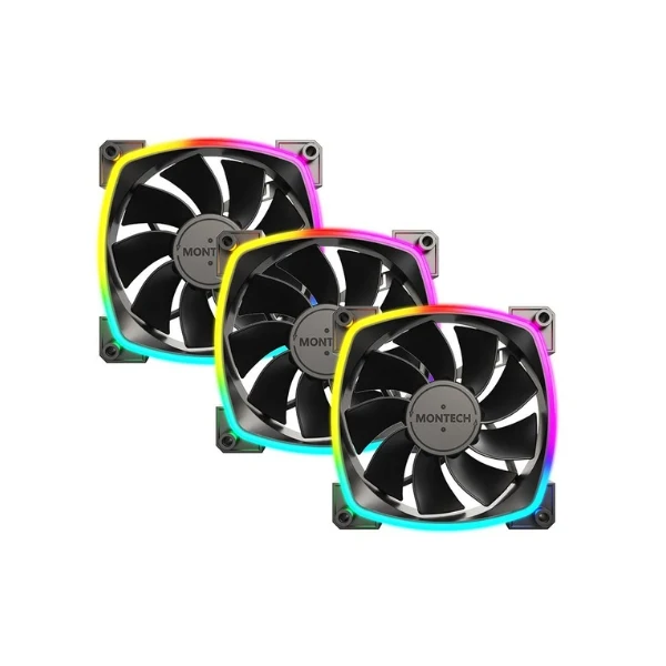 Fan Cooler Montech RX120 ARGB Rifle Bearing Reversed 120mm - Negro - ARGB - 3 Pack
