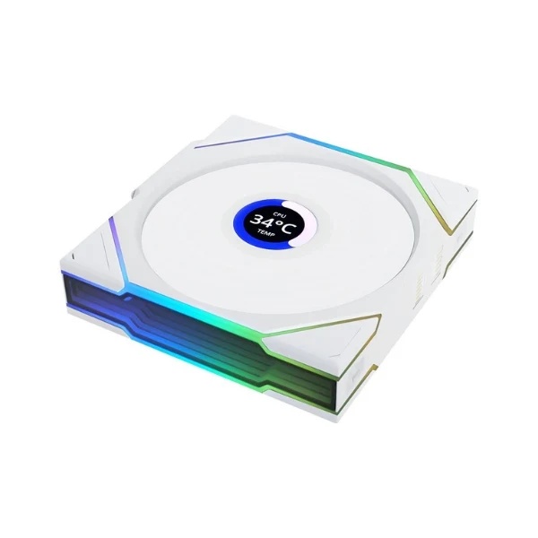 Fan Cooler Lian Li UNI FAN TL120 V2 LCD Reverse Blade Wireless Fluid Dynamic Bearing 120mm - Blanco - RGB