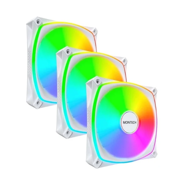Fan Cooler Montech RX120 PRO RGB Rifle Bearing 120mm - Blanco - RGB - 3 Pack