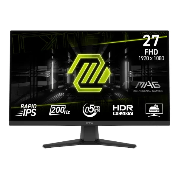 Monitor MSI 27" Gaming MAG 272F – Full HD 1920x1080 – 200Hz – 0.5ms GtG – Rapid IPS – HDR Ready – AI Vision – Adaptive-Sync – HDMI+DisplayPort – Negro