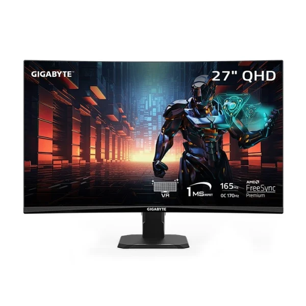 Monitor Gaming Gigabyte 27" Curvo QHD 2560x1440 165Hz - Negro