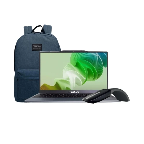 Laptop Nexxus Intel N5205U 1.90GHz con 8-16GB RAM y 256GB–1TB SSD + Morral ARGOM Stark 14" + Mouse Microsoft Arc Inalámbrico - Plata