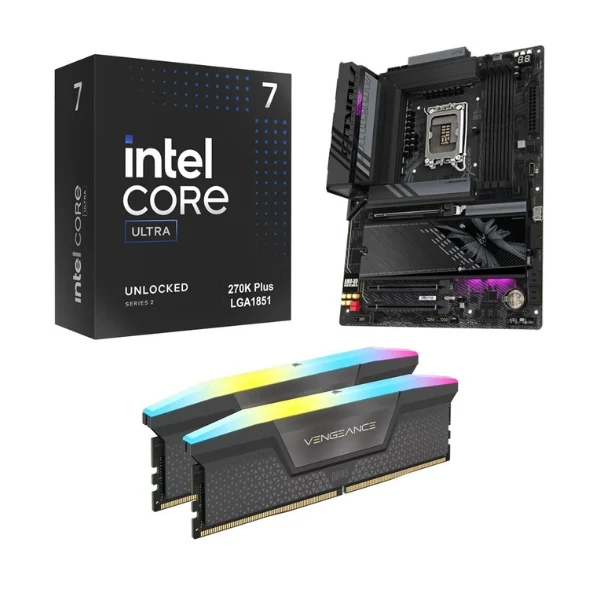 Kit para PC: Procesador Intel Core Ultra 7 270K Plus 3.7GHz 36MB Cache + Tarjeta Madre GIGABYTE Z890 Aorus Elite WiFi7 Socket LGA1851 DDR5 ATX + Memoria RAM Corsair Vengeance RGB 32 GB DDR5-6000 Black