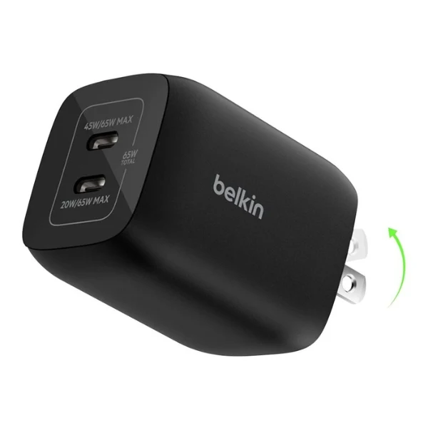 Cargador de Pared Dual USB-C 65W para Nintendo Switch 2 - ENA007DQBK - Negro